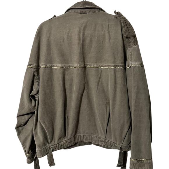 Free People Military Jacket Unisex in Olive Green NWOT Size Large - Picture 4 of 6